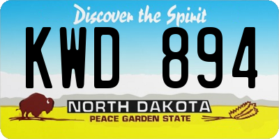 ND license plate KWD894