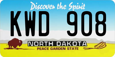 ND license plate KWD908