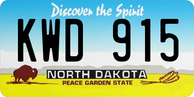 ND license plate KWD915