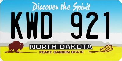 ND license plate KWD921