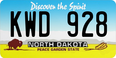 ND license plate KWD928