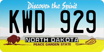 ND license plate KWD929