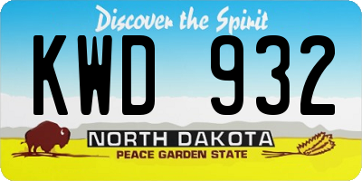 ND license plate KWD932
