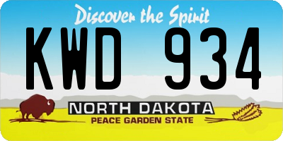 ND license plate KWD934