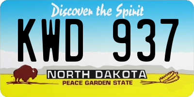 ND license plate KWD937