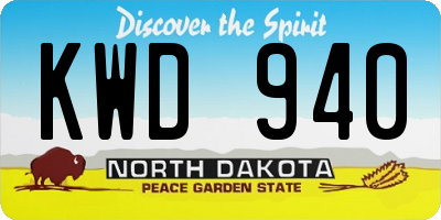 ND license plate KWD940