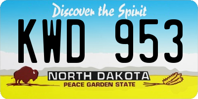 ND license plate KWD953