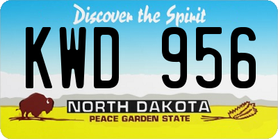 ND license plate KWD956
