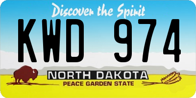 ND license plate KWD974