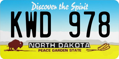 ND license plate KWD978