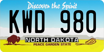 ND license plate KWD980