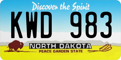 ND license plate KWD983