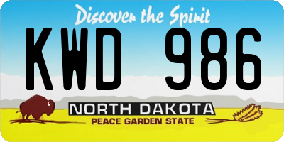 ND license plate KWD986