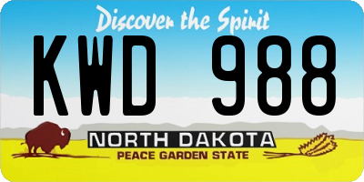 ND license plate KWD988