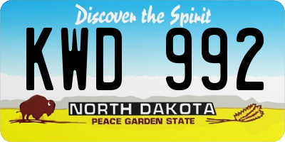 ND license plate KWD992