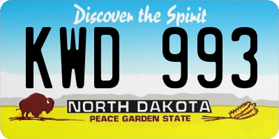 ND license plate KWD993