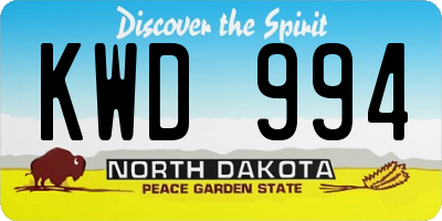 ND license plate KWD994