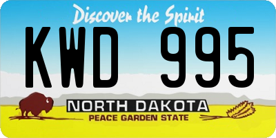 ND license plate KWD995