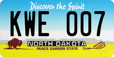 ND license plate KWE007