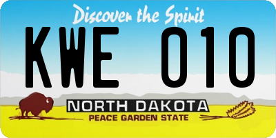ND license plate KWE010