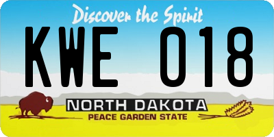 ND license plate KWE018