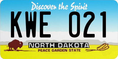 ND license plate KWE021