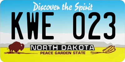 ND license plate KWE023