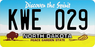 ND license plate KWE029