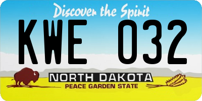 ND license plate KWE032