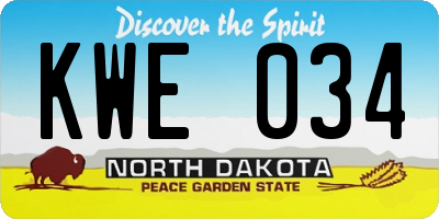 ND license plate KWE034