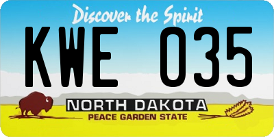 ND license plate KWE035