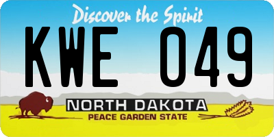 ND license plate KWE049