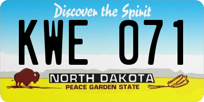 ND license plate KWE071