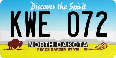 ND license plate KWE072