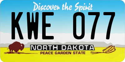 ND license plate KWE077