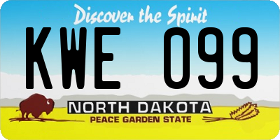 ND license plate KWE099