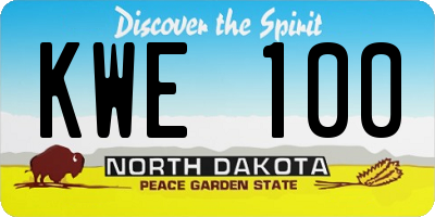 ND license plate KWE100