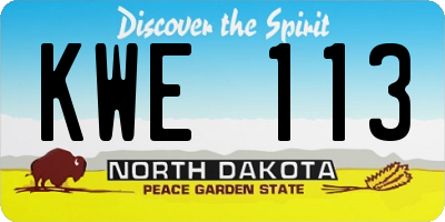 ND license plate KWE113