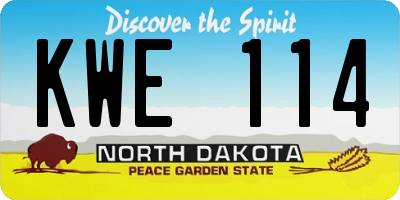 ND license plate KWE114