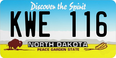 ND license plate KWE116