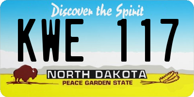 ND license plate KWE117