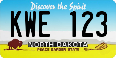 ND license plate KWE123