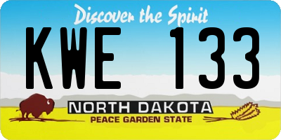 ND license plate KWE133