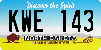ND license plate KWE143