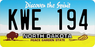 ND license plate KWE194
