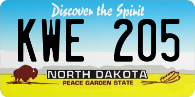 ND license plate KWE205