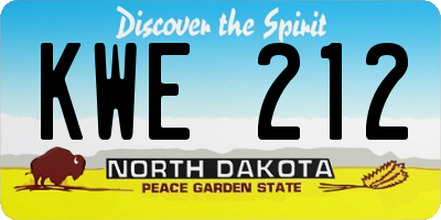 ND license plate KWE212