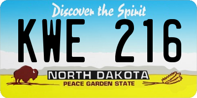 ND license plate KWE216