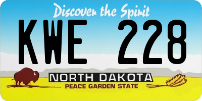 ND license plate KWE228