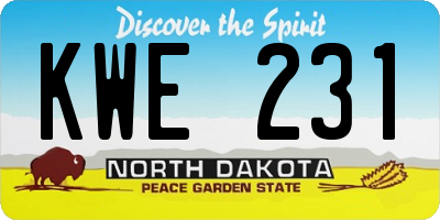ND license plate KWE231